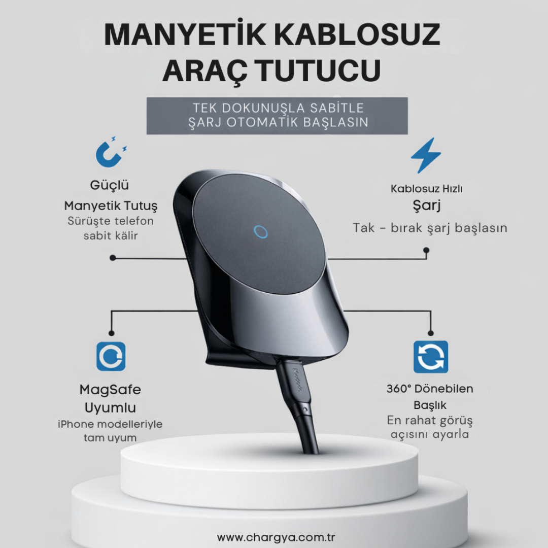 Mcdodo CH-7071 MagSafe Uyumlu 15W Manyetik Kablosuz Araç İçi Telefon Tutucu